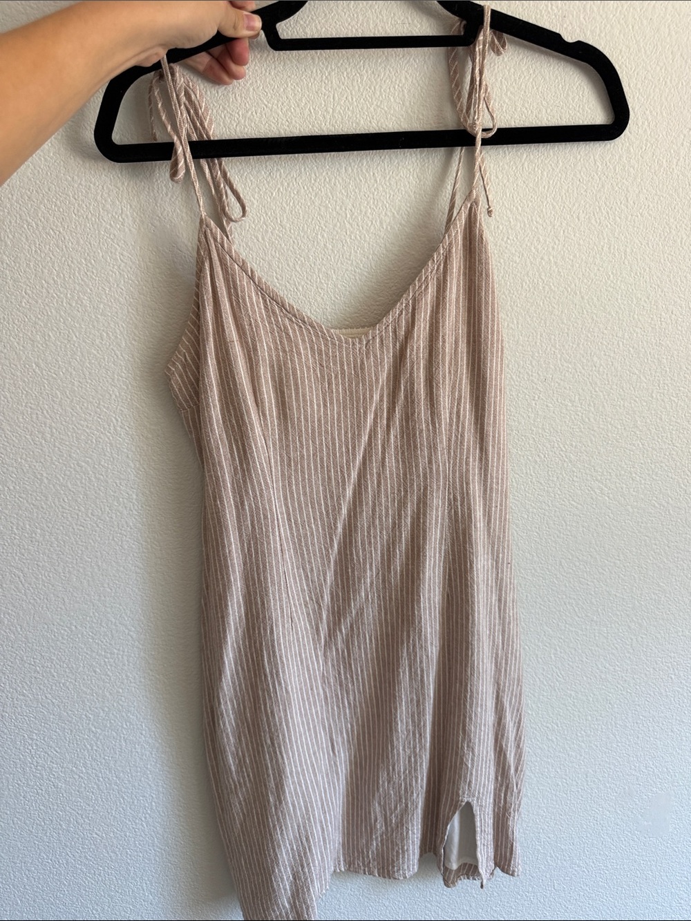 Women's Tie-Strap Ribbed Cami Dress - Beige